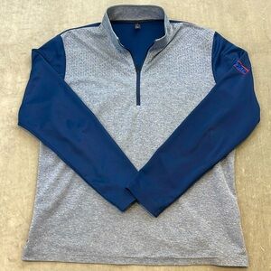 Adidas Mens Medium Heather‎ Gray and Blue Quarter 1/4 Zip Pullover Shirt